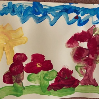 Von den Kindern gemalte Bilder.