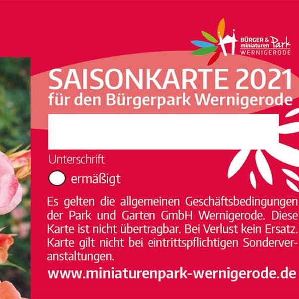 Saisonkarte 2021 Bürgerpark Wernigerode